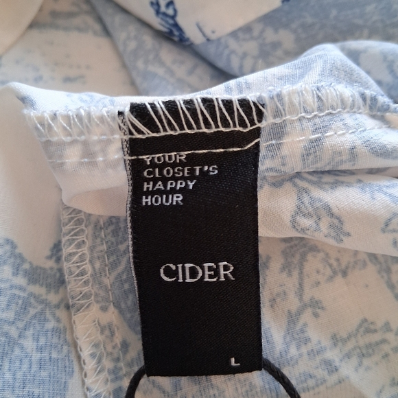 Cider Blue Toile fabric v neck Button up midi dress size medium NWT - Picture 7 of 9